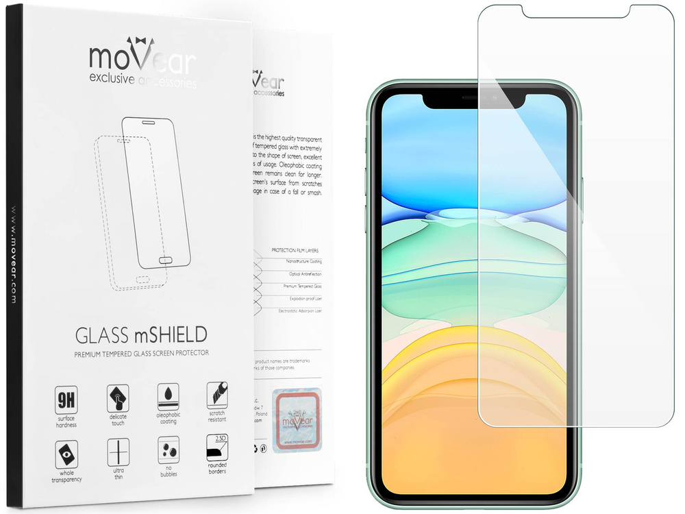moVear GLASS mSHIELD 2.5D do Apple iPhone 11 / Xr (6.1") (kompatybilne z etui)