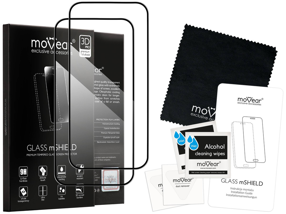 2 szt. | moVear GLASS mSHIELD 3D PRO-E do Apple iPhone 14 Pro (6.1") (kompatybilne z etui)