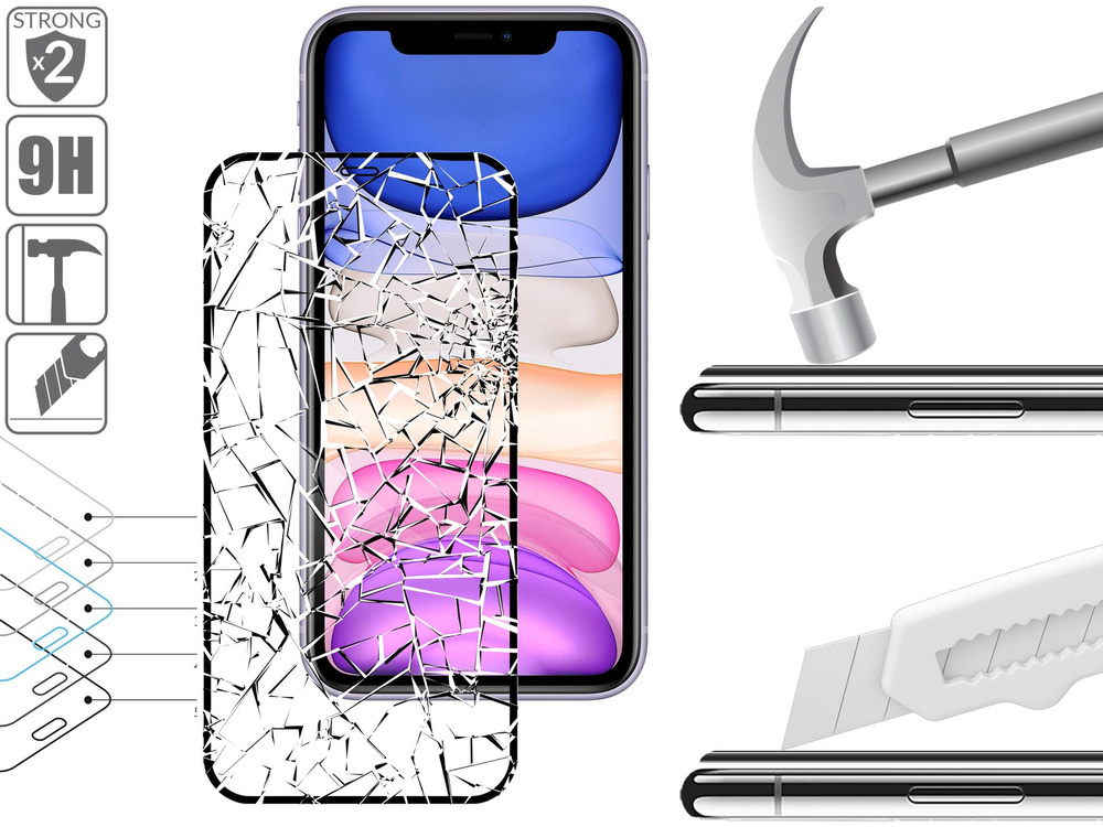 2 szt. | moVear GLASS mSHIELD 2.5D MAX do Apple iPhone 11 / Xr (6.1") (kompatybilne z etui)