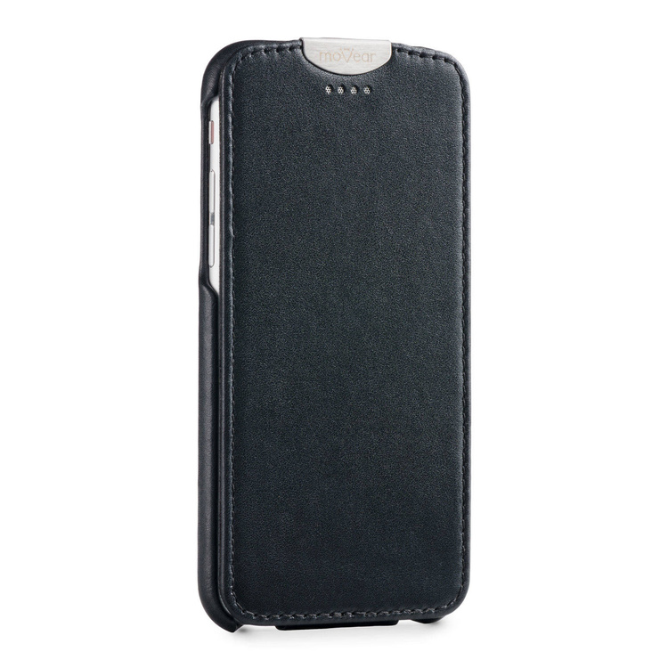 moVear flipDown C+ Skórzane Etui do Apple iPhone 6 / 6s | Skóra Gładka | Czarny