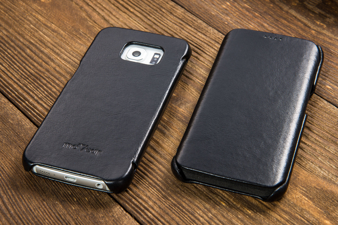 
                    moVear flipSide S Skórzane Etui do Samsung Galaxy S6 edge | Skóra Vintage | Czarny