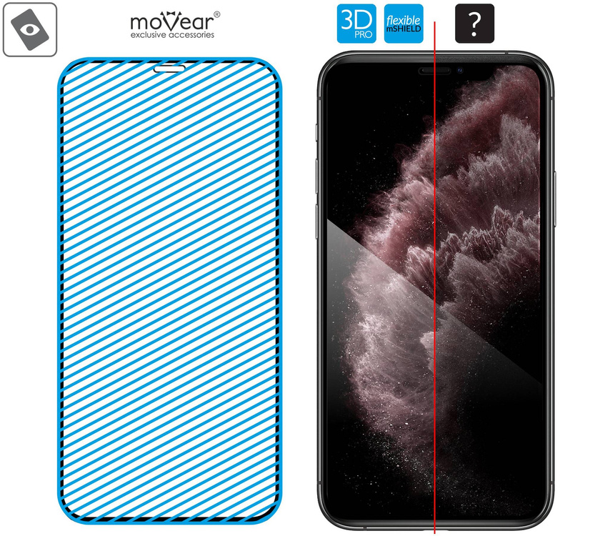 moVear flexible mSHIELD 3D PRO do Apple iPhone 11 Pro Max / Xs MAX (6.5"). Pancerne szkło hybrydowe.