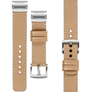 moVear Prestige C1 Skórzany pasek do Garmin QuickFit 22mm (Fenix / Forerunner / Epix / Instinct / Enduro / Quatix / MARQ - 47/45mm) | Cappuccino, białe przeszycie [rozmiary XS-XXL i klamra do wyboru]