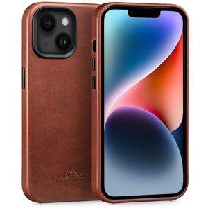 moVear backCover 4S Skórzane plecki do Apple iPhone 15 (6,1") | kompatybilne z MagSafe, Skóra naturalna olejowana (Ciemnobrązowa)
