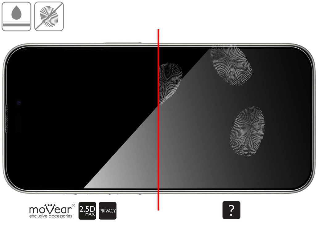 moVear mBOX GLASS mSHIELD 2.5D MAX privacy do Apple iPhone 15 Pro (6.1") (Anty spy, z Aplikatorem)