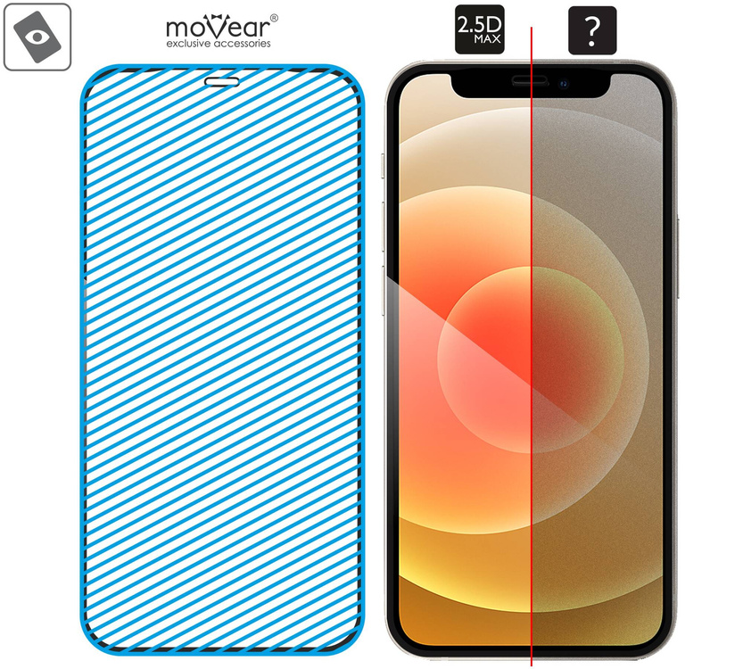 moVear GLASS mSHIELD 2.5D MAX do Apple iPhone 12 Mini (5.4") (kompatybilne z etui)