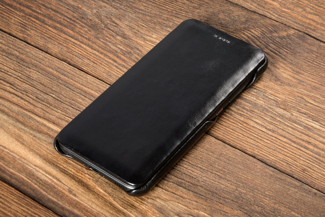 moVear flipSide S+ Skórzane Etui do Huawei P10 | Skóra Vintage | Czarny