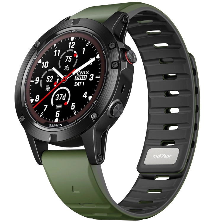 Pasek silikonowy SIL M1 do Garmin QuickFit 26mm (Fenix / Epix / Quatix / Tactix / Enduro - 51mm) Khaki - moVear