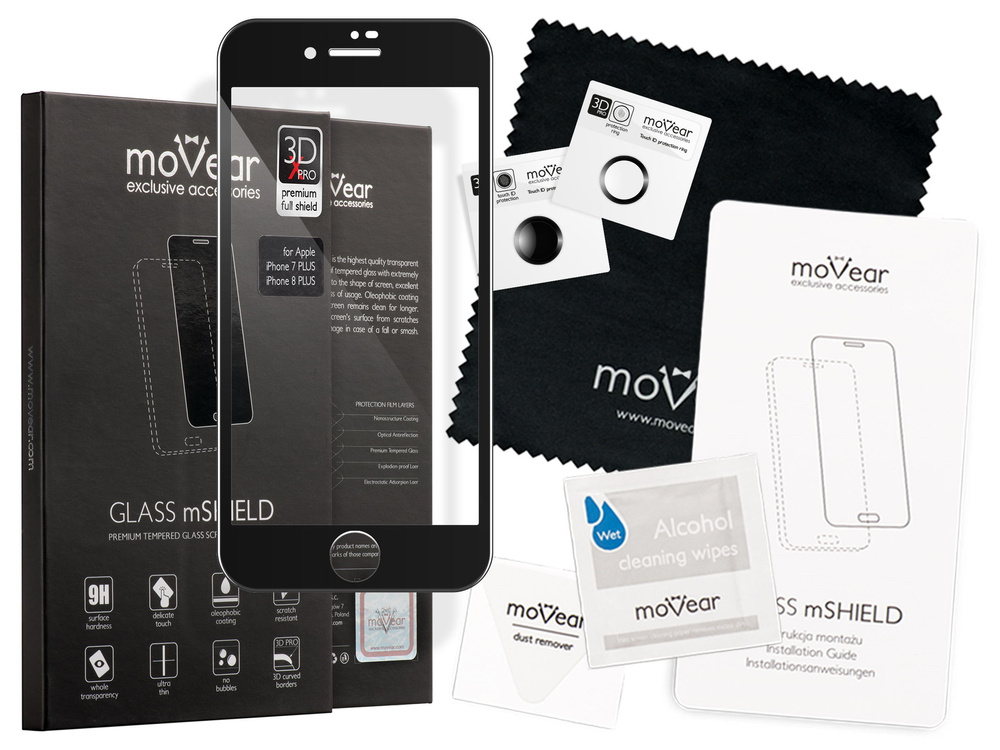 moVear GLASS mSHIELD 3D X-PRO na Apple iPhone 8 / 7 | Szkło Hartowane na Cały Ekran, 9H