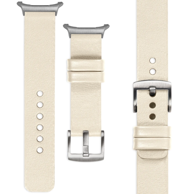 moVear Prestige S1 Skórzany pasek 22mm do Samsung Galaxy Watch Ultra | Beżowy [rozmiary XS-XXL i klamra do wyboru]