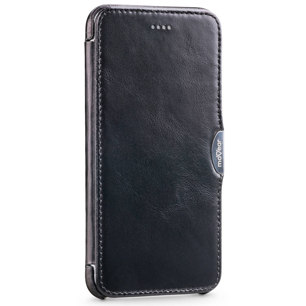 moVear flipSide C skórzane etui do Apple iPhone 8 Plus / 7 Plus (5.5") | Skóra naturalna vintage (Czarna)