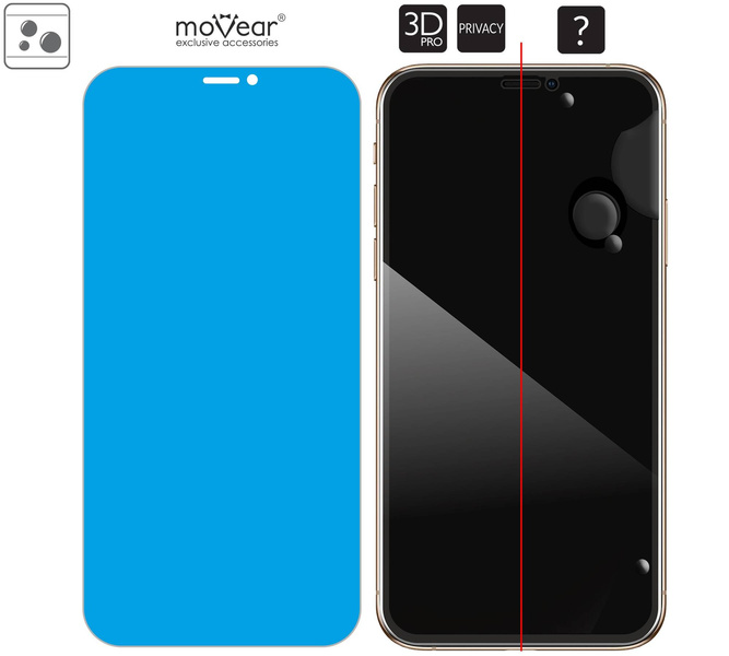 2 szt. | moVear GLASS mSHIELD 3D PRO privacy do Apple iPhone 11 Pro / Xs / X (5.8") | (Prywatyzujące)