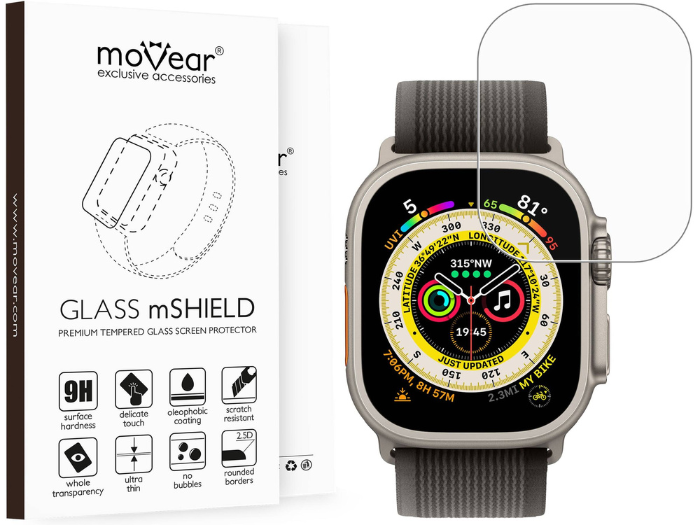 moVear GLASS mSHIELD 2.5D MATT do Apple Watch Ultra (49mm) (1.92") (Antyrefleksyjne, kompatybilne z etui)