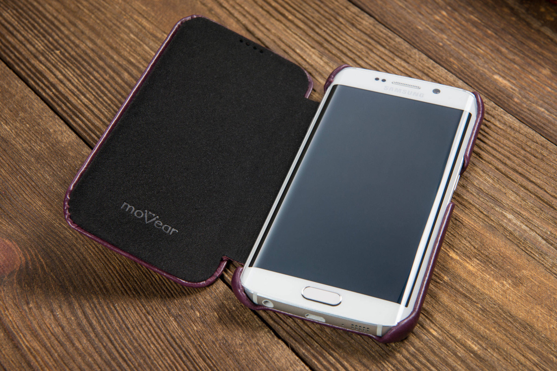 
                    moVear flipSide S Skórzane Etui do Samsung Galaxy S6 edge | Skóra Vintage | Fioletowy