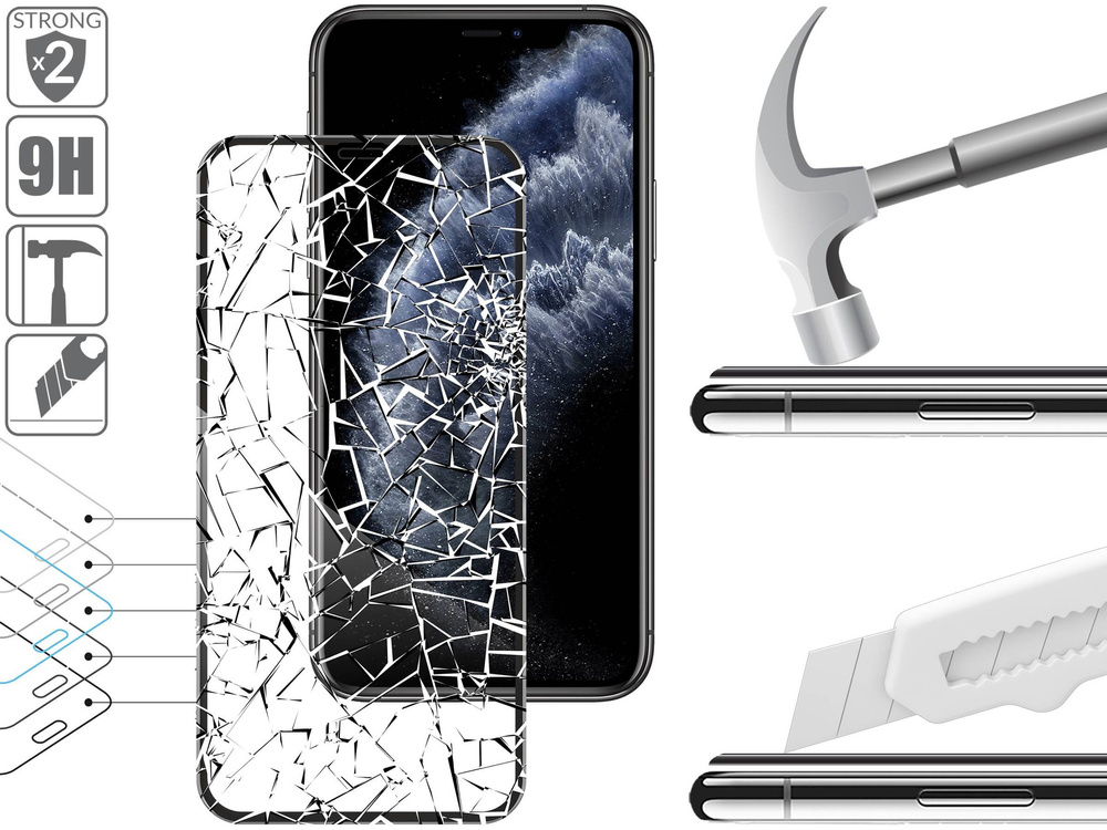 2 szt. | moVear GLASS mSHIELD 3D PRO do Apple iPhone 11 Pro / Xs / X (5.8") (na cały ekran)