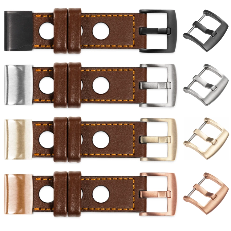 moVear Prestige R1 Skórzany pasek do Garmin QuickFit 22mm (Fenix / Forerunner / Epix / Instinct / Enduro / Quatix / MARQ - 47/45mm) | Ciemnobrązowy, pomarańczowe przeszycie [rozmiary XS-XXL i klamra do wyboru]