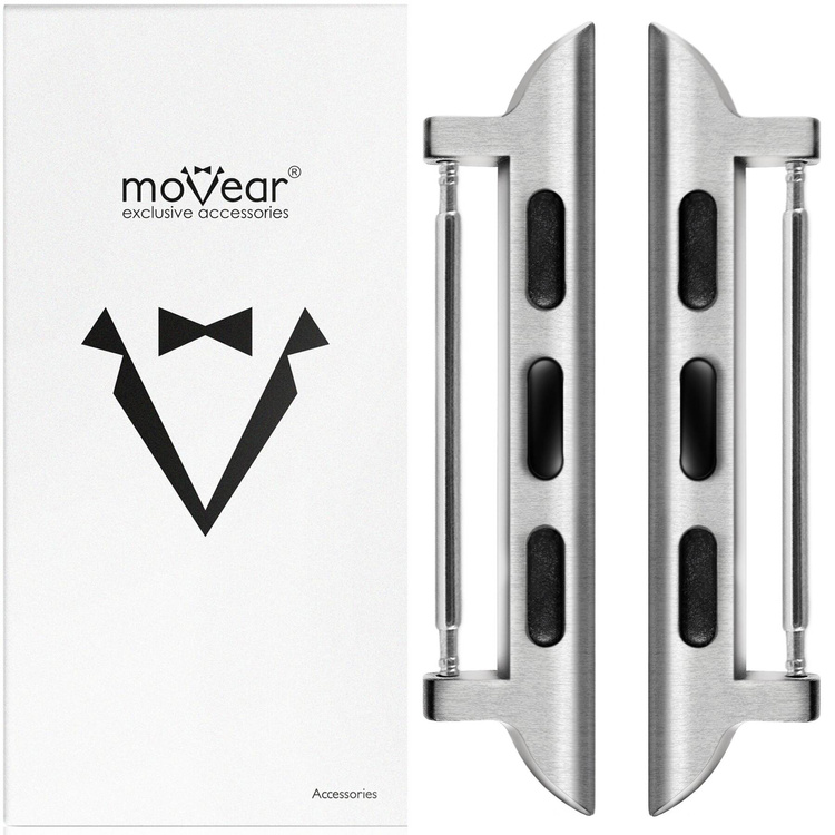 moVear | Adapter paska 24mm do Apple Watch 9/8/7/6/SE/5/4/3/2/1 (45/44/42mm) & Ultra (49mm) | Srebrny Stal nierdzewna
