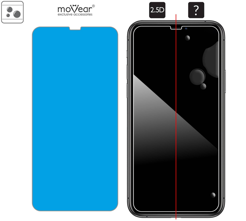 moVear GLASS mSHIELD 2.5D do Apple iPhone 11 Pro / Xs / X (5.8") (kompatybilne z etui)