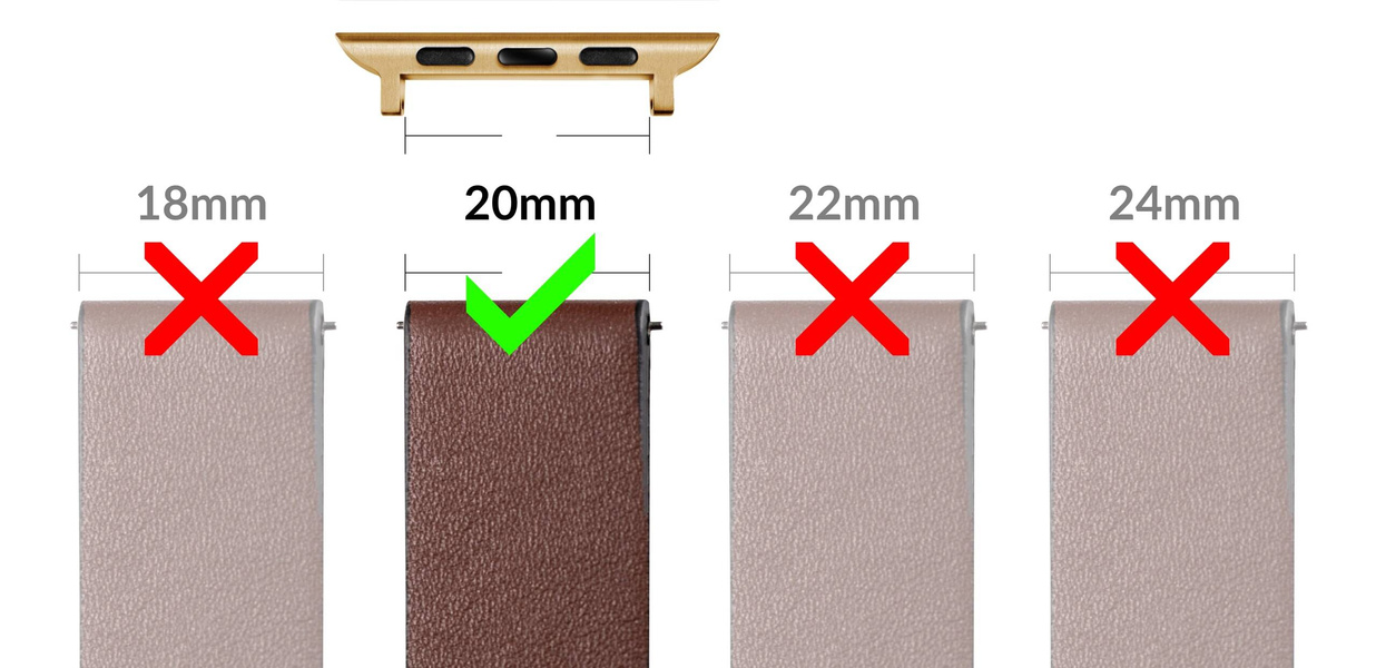 moVear | Adapter paska 20mm do Apple Watch 9/8/7/6/SE/5/4/3/2/1 (45/44/42mm) & Ultra (49mm) | Złoty Stal nierdzewna +PVD