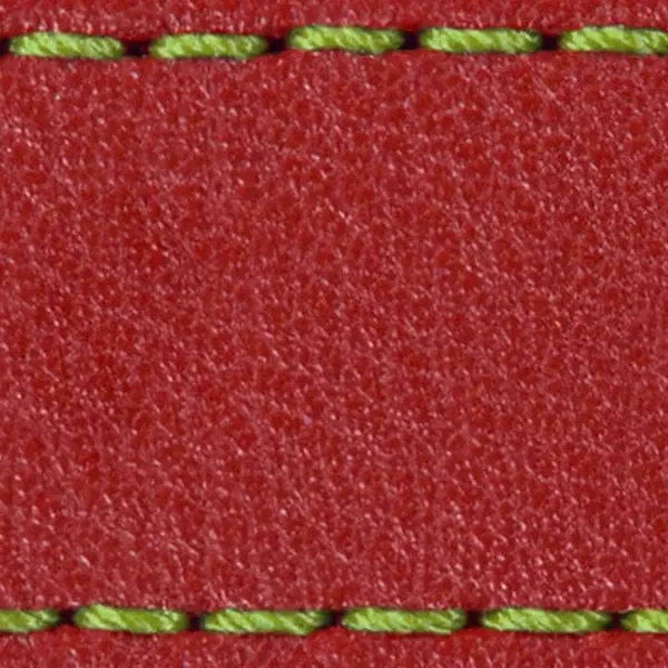 Pasek C1 18mm | Czerwony szkarłatny / Limonkowa nić | Części skórzane bez klamry