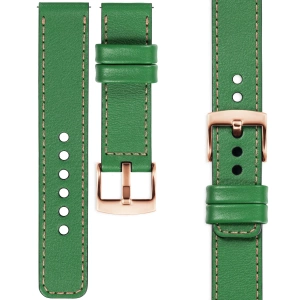 moVear Prestige C1 Skórzany pasek 20mm do zegarka | Zielony, różowe złoto przeszycie [rozmiary XS-XXL i klamra do wyboru]