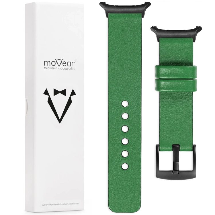 moVear Prestige S1 Skórzany pasek 24mm do Samsung Galaxy Watch Ultra | Zielony [rozmiary XS-XXL i klamra do wyboru]
