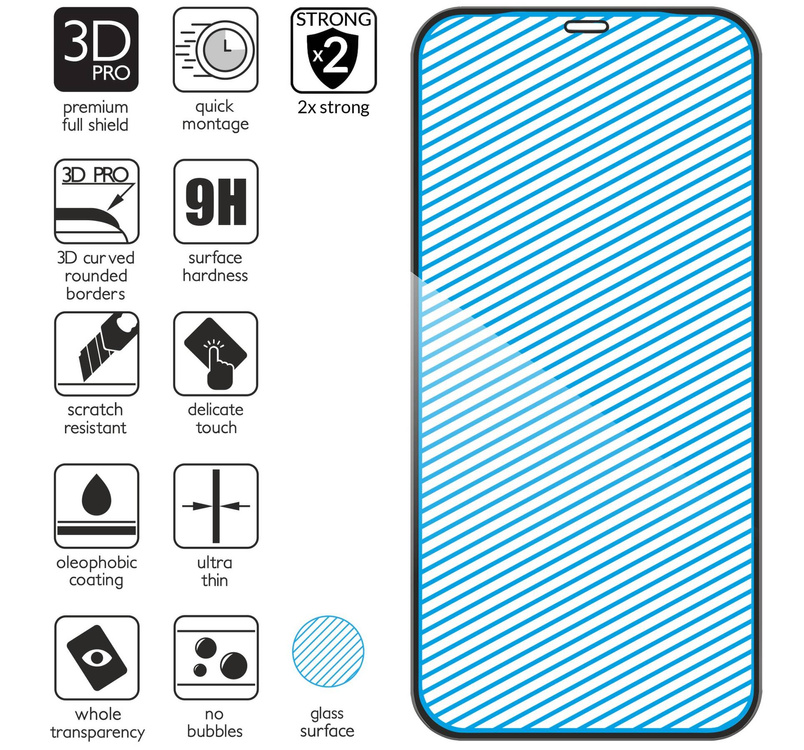 moVear GLASS mSHIELD 3D PRO-E do Apple iPhone 12 Mini (5.4") (kompatybilne z etui)