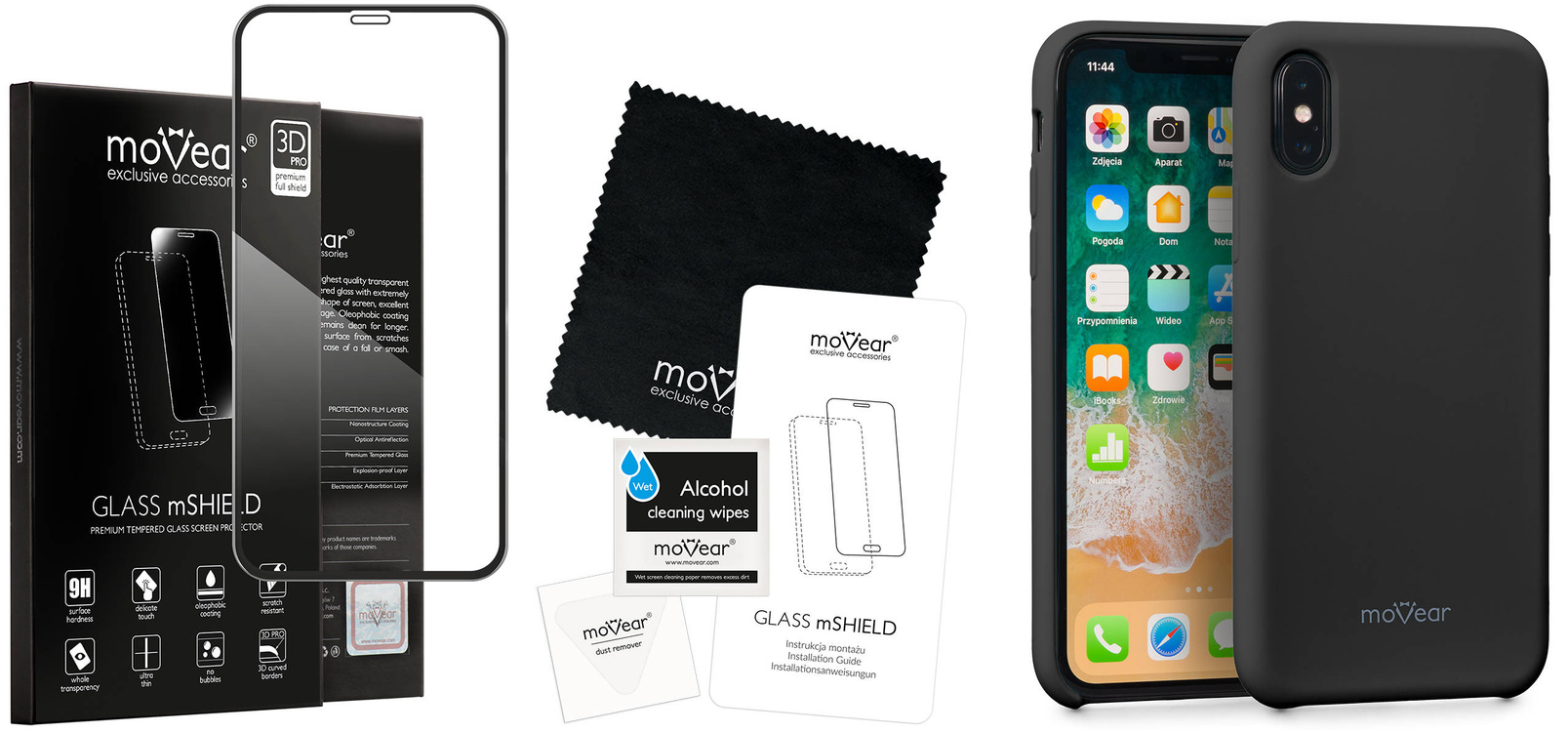 moVear silkyCase Etui + Szkło 3D PRO na Apple iPhone Xs MAX