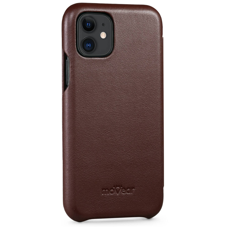 moVear flipSide S skórzane etui do Apple iPhone 11 (6.1") | Skóra naturalna nappa (Ciemnobrązowa)