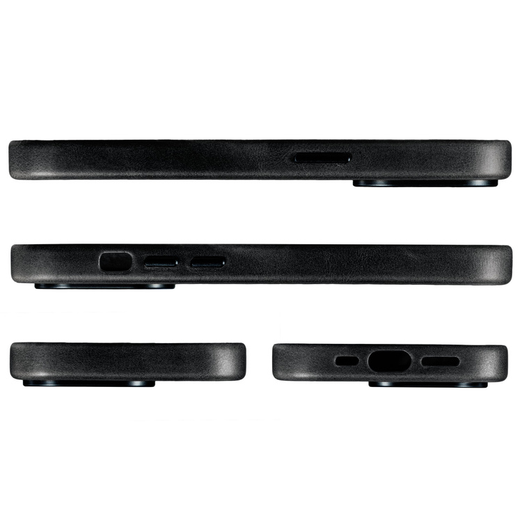 moVear backCover 4S Skórzane plecki do Apple iPhone 16 Pro (6.3") | kompatybilne z MagSafe, Skóra naturalna olejowana (Czarna)