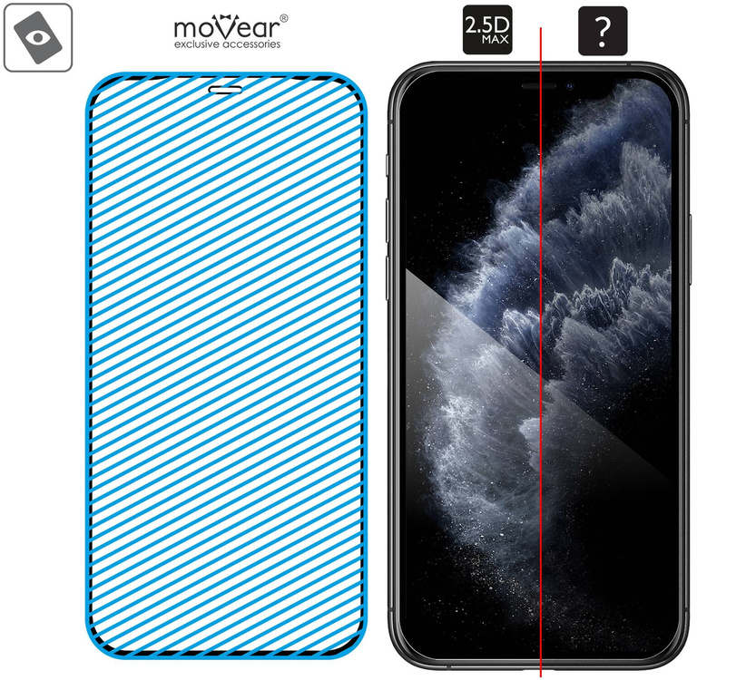 moVear GLASS mSHIELD 2.5D MAX do Apple iPhone 11 Pro / Xs / X (5.8") (kompatybilne z etui)