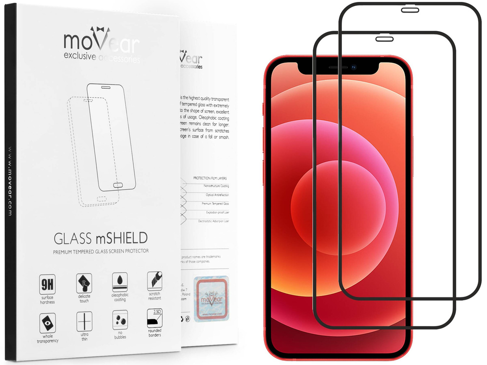 2 szt. | moVear GLASS mSHIELD 2.5D MAX MATT do Apple iPhone 12 Mini (5.4") (Antyrefleksyjne, kompatybilne z etui)