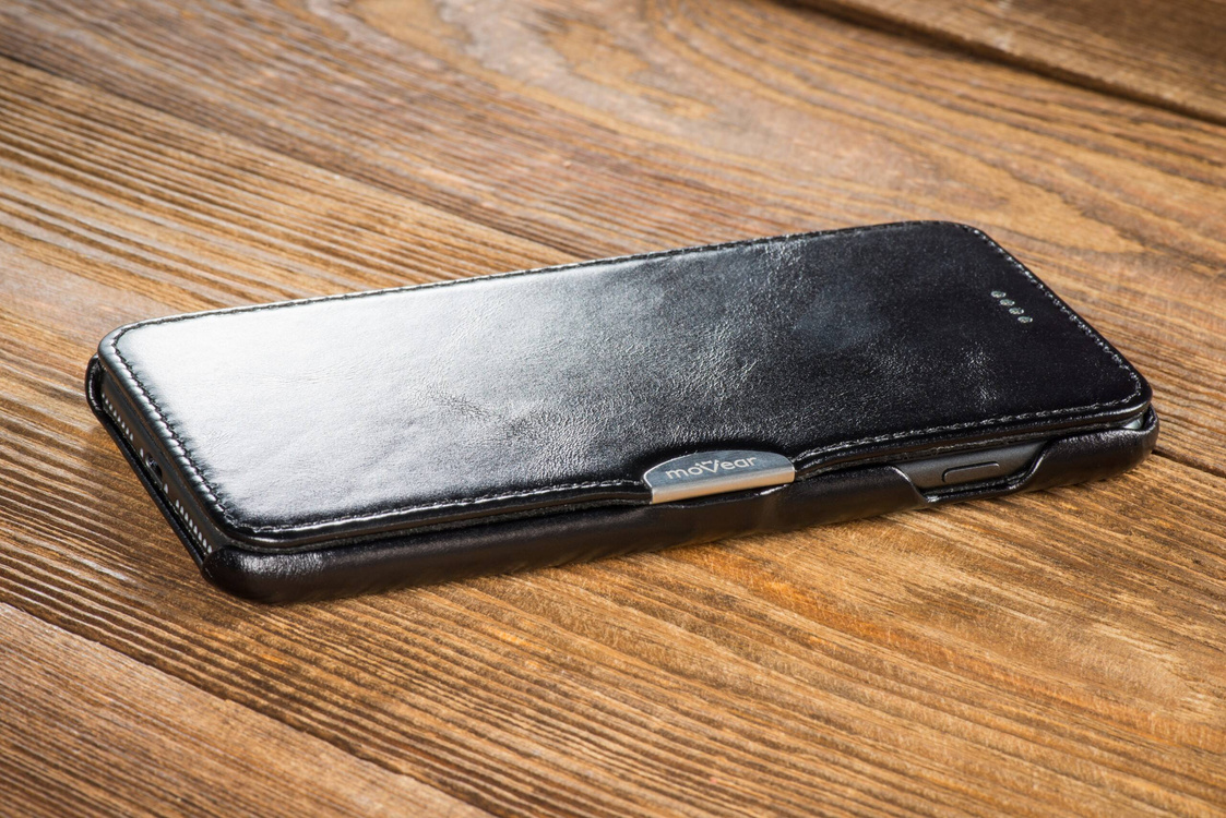 moVear flipSide C skórzane etui do Apple iPhone 8 Plus / 7 Plus (5.5") | Skóra naturalna vintage (Czarna)