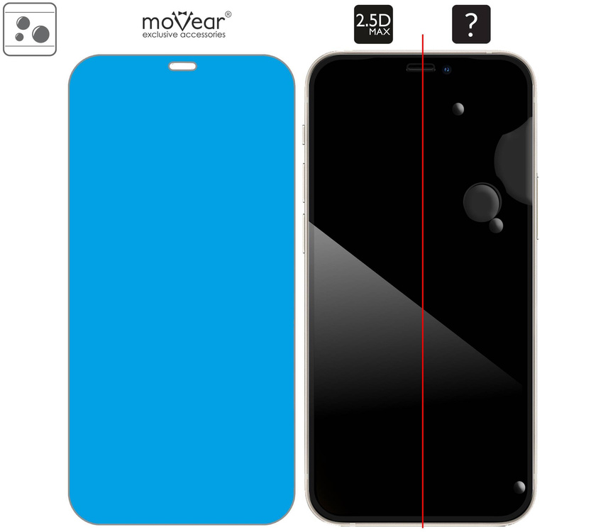 moVear GLASS mSHIELD 2.5D MAX do Apple iPhone 12 Mini (5.4") (kompatybilne z etui)