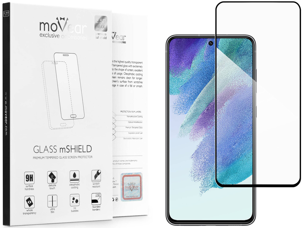moVear GLASS mSHIELD 2.5D MAX do Samsung Galaxy S21 FE (6.4") (kompatybilne z etui)