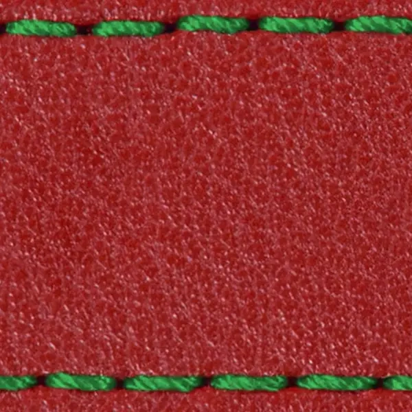 Pasek C1 20mm | Czerwony szkarłatny / Zielona nić | Części skórzane bez klamry