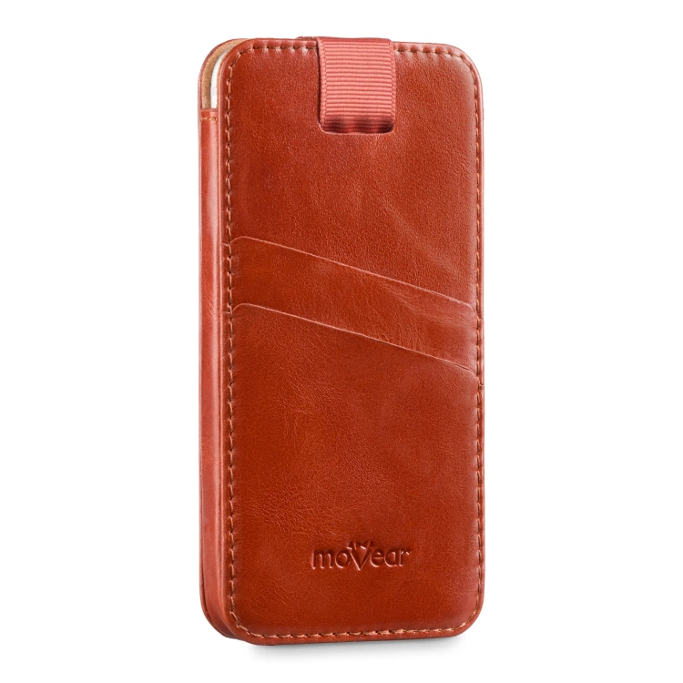 moVear pocketCase C+ skórzana wsuwka do Apple iPhone 13 Mini / 12 Mini / SE 2020 / 8 / 7 / 6 | Skóra naturalna vintage (Brązowa)