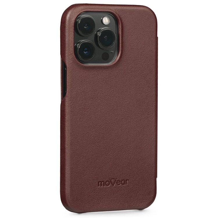 moVear flipSide S skórzane etui do Apple iPhone 13 Pro (6.1") | Skóra naturalna nappa (Ciemnobrązowa)