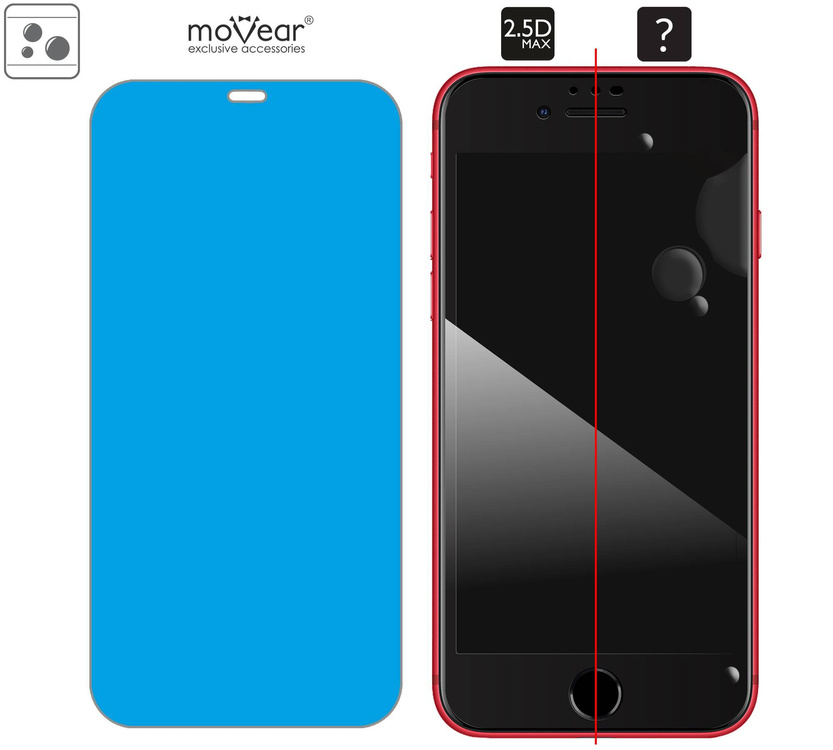 moVear GLASS mSHIELD 2.5D MAX do Apple iPhone SE (2022 / 2020) / 8 / 7 (4.7") (kompatybilne z etui)