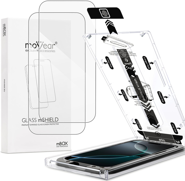 2 szt. | moVear mBOX GLASS mSHIELD 2.5D do Apple iPhone 17 Pro Max / 16 Pro Max (6.9") (łatwy montaż)