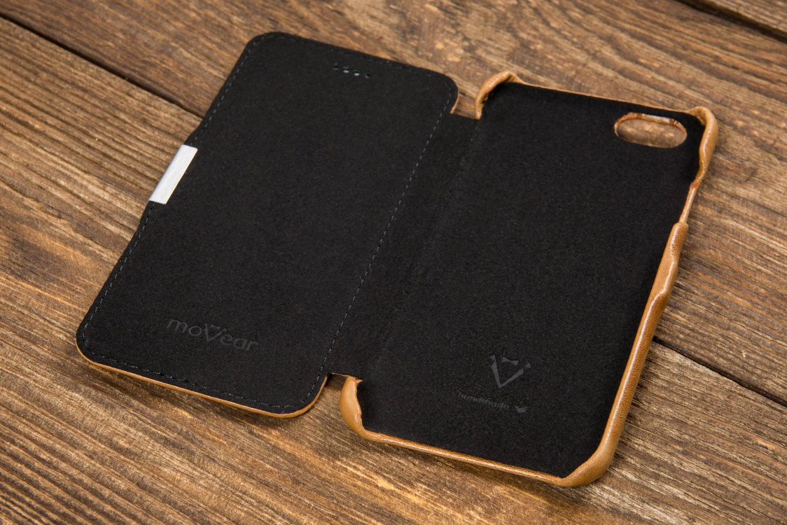 moVear flipSide C+ Skórzane Etui do Apple iPhone 6 / 6s | Skóra Vintage | Jasnobrązowy