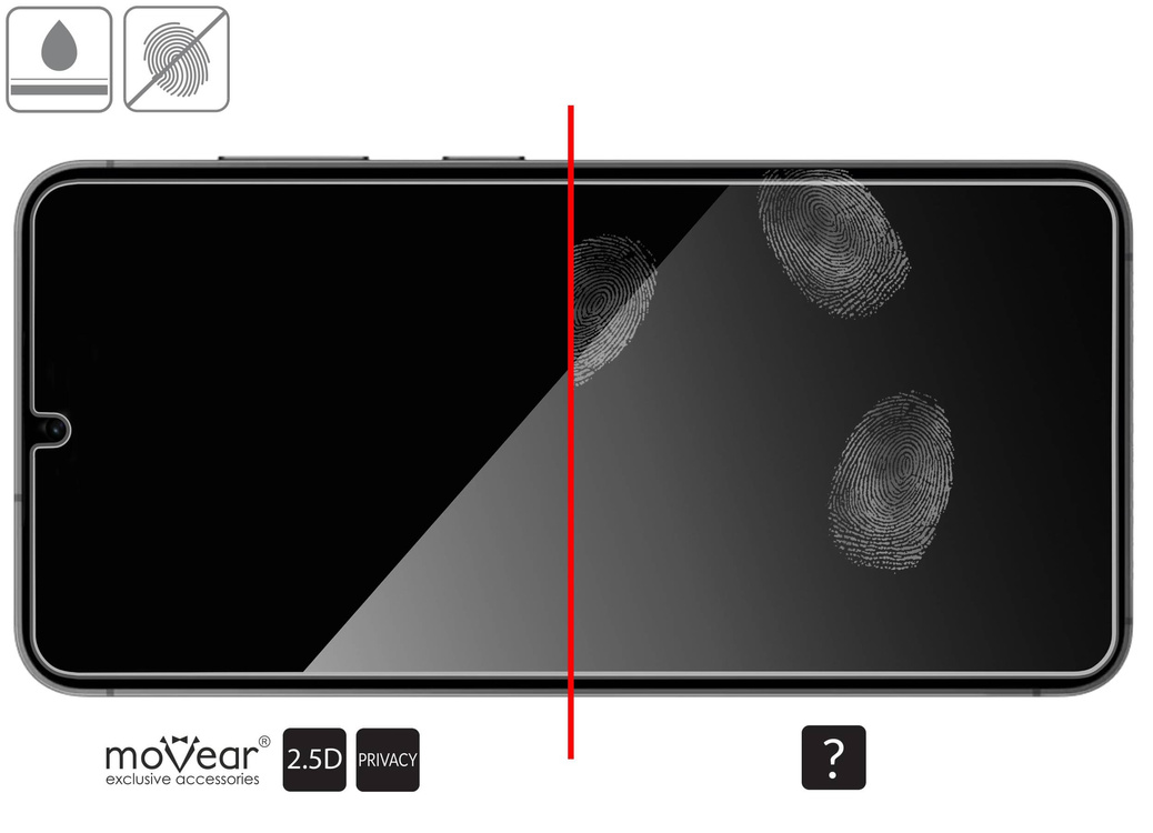 moVear mBOX GLASS mSHIELD 2.5D privacy do Samsung Galaxy S25+ / S24+ (Plus) (6.7") (Anty spy, z Aplikatorem)