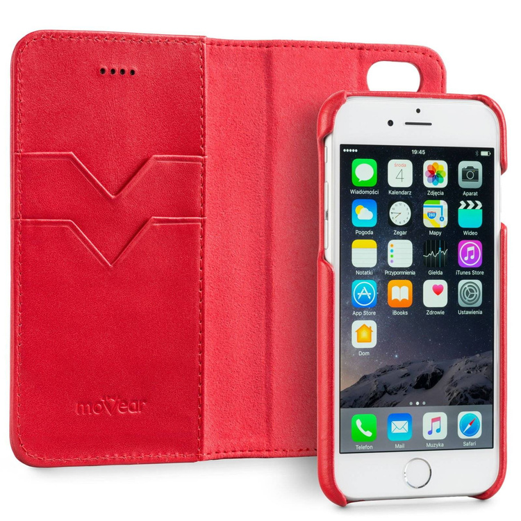 moVear multiCover W Skórzane Etui 3w1 do Apple iPhone 6 / 6s | Portfel, Wallet | Skóra Gładka | Czerwony