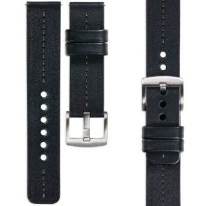 moVear Prestige C2 Skórzany pasek 24mm do zegarka | Czarny, grafitowe przeszycie [rozmiary XS-XXL i klamra do wyboru]