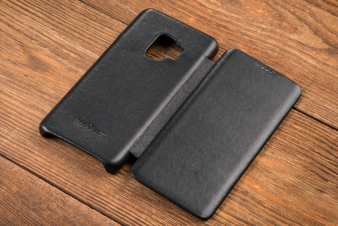 moVear flipSide S skórzane etui do Samsung Galaxy S9 (5.8") | Skóra naturalna nappa (Czarna)