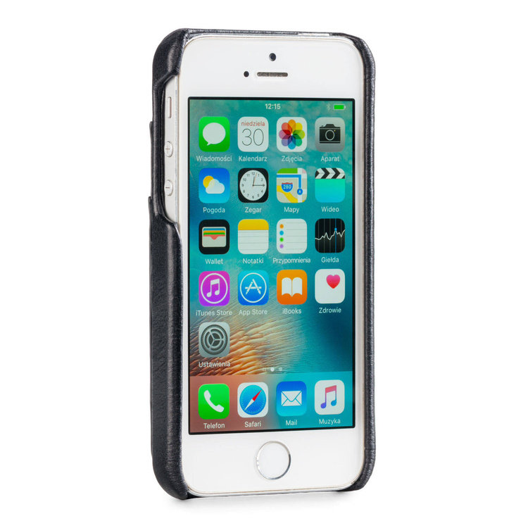 moVear backCover S+ Skórzane Etui Plecki do Apple iPhone SE / 5s / 5 | Skóra Vintage | Czarny