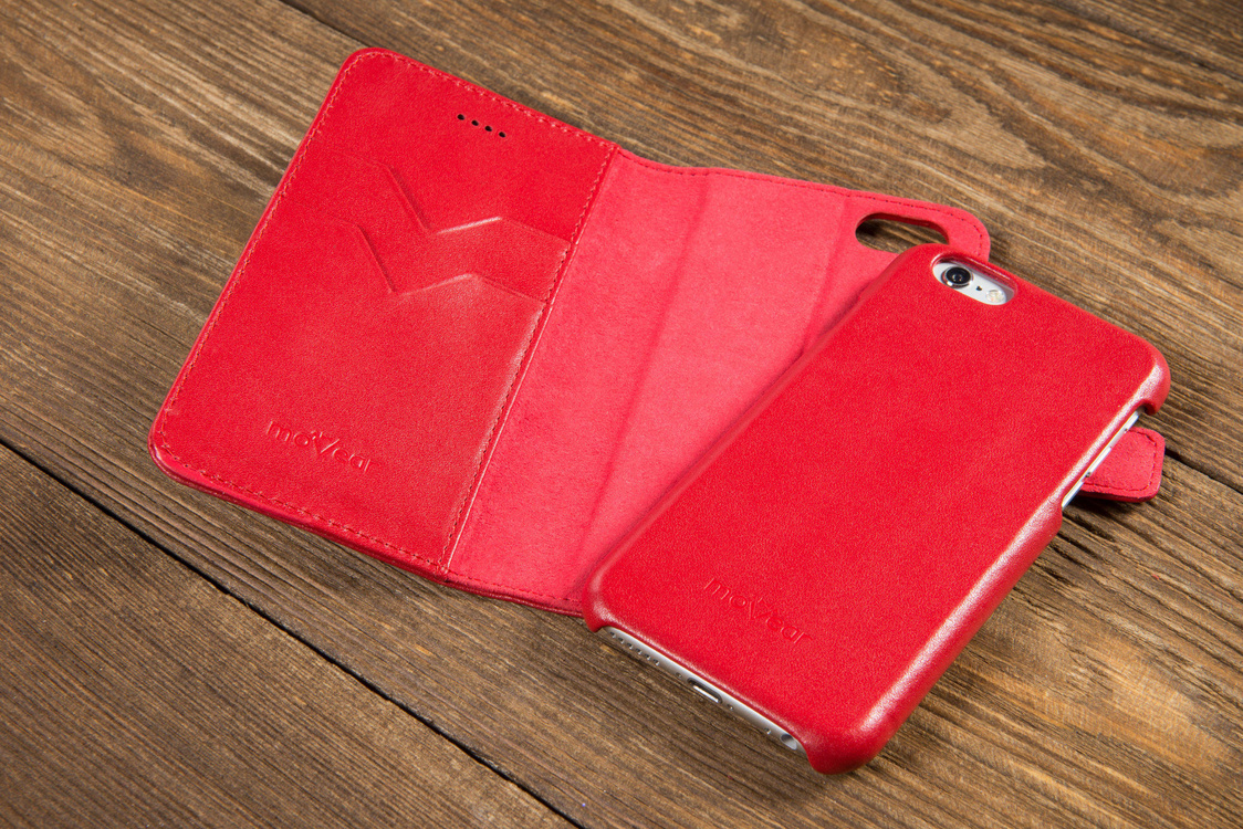 moVear multiCover W Skórzane Etui 3w1 do Apple iPhone 6 / 6s | Portfel, Wallet | Skóra Gładka | Czerwony