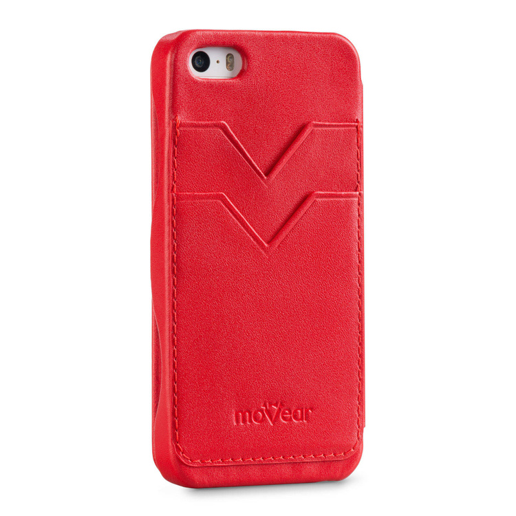 moVear flipSide C+ Skórzane Etui do Apple iPhone SE / 5s / 5 | Skóra Gładka | Czerwony
