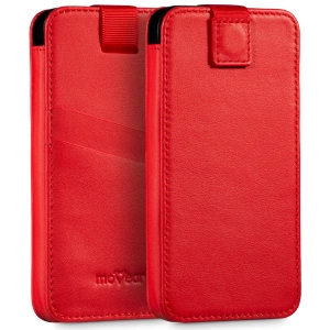 moVear pocketCase C+ skórzana wsuwka do Apple iPhone Air / 11 Pro MAX / Xs MAX / 11 / XR / 8/7/6 Plus | Skóra naturalna nappa (Czerwona)