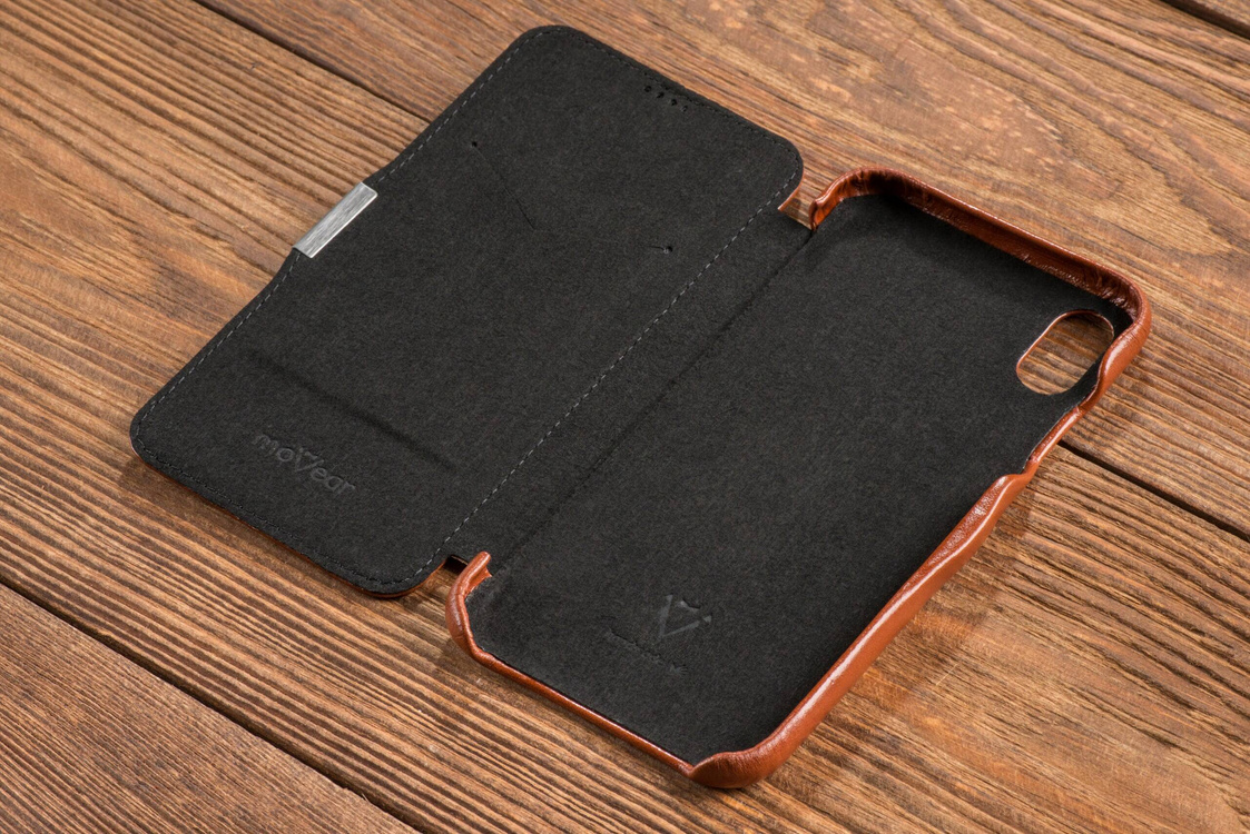 moVear flipSide C skórzane etui do Apple iPhone Xs MAX (6.5") | Skóra naturalna vintage (Brązowa)